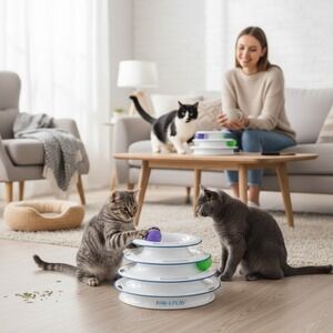 Easyology Pets Ziggy Cat Tracks Castle Toy 3-Level Roller White New